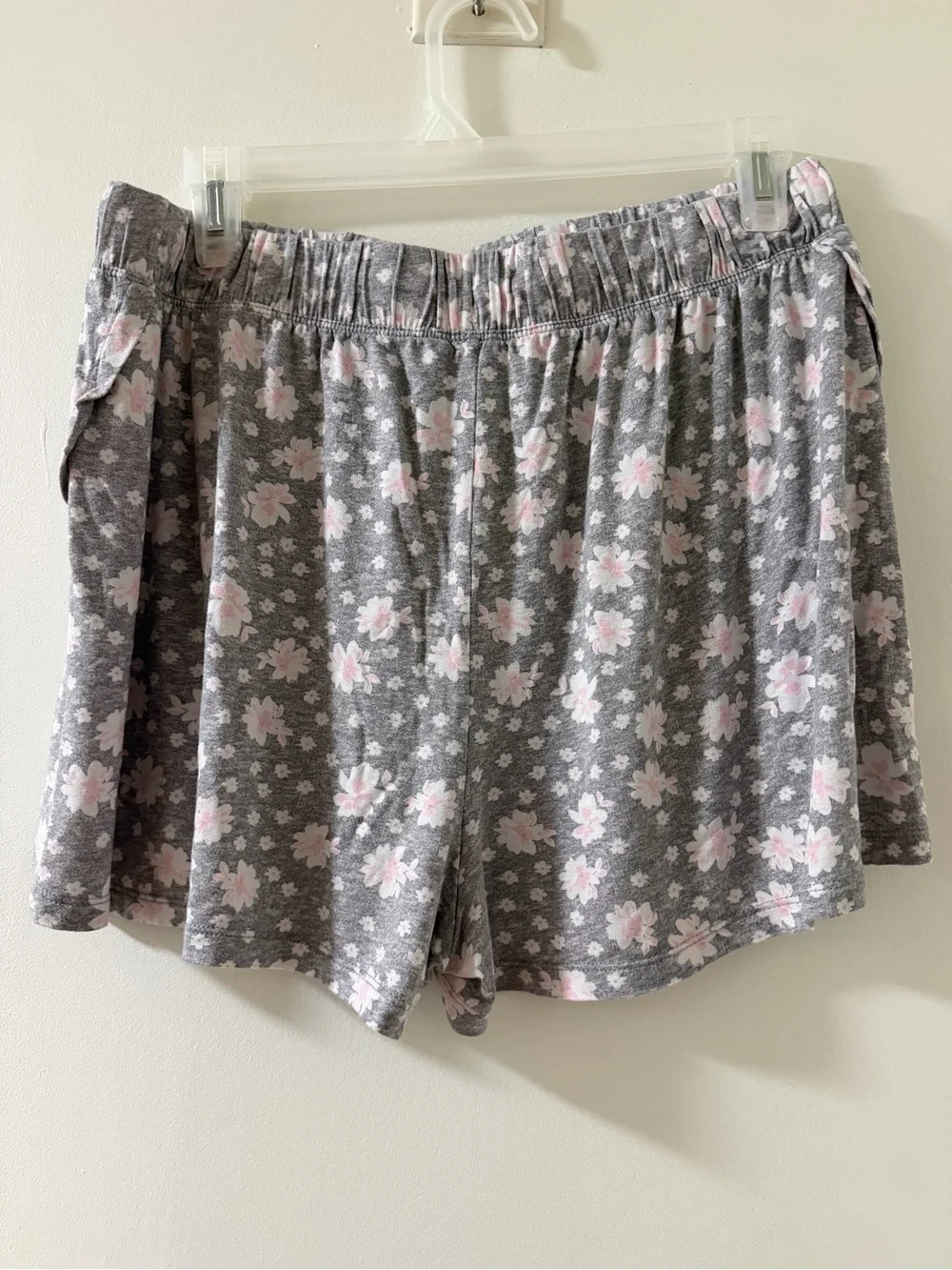 Women's Floral Lounge Shorts - Gray with Pink Accents